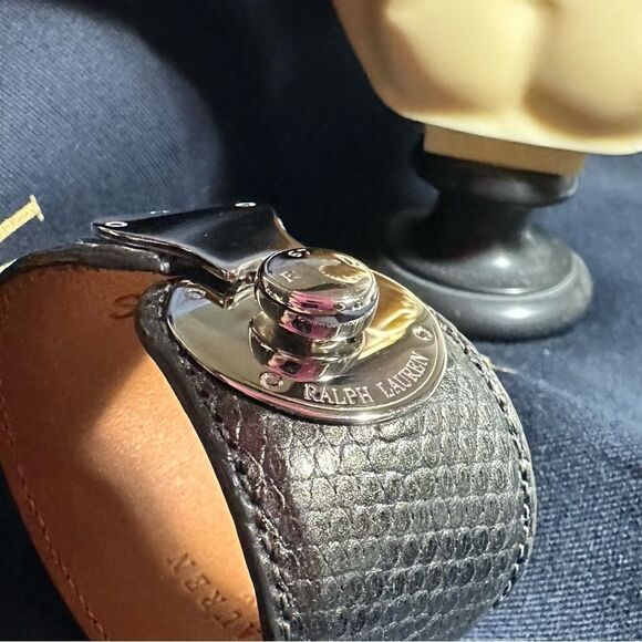 Ralph Lauren Graphite Python Print Polished Chrome Wrap Ricky Bracelet - Picture 5 of 16